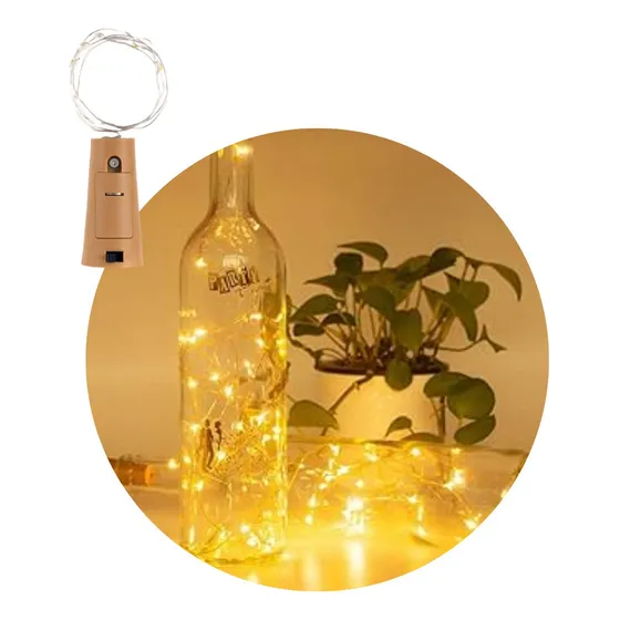 Tapon Led Para Botella Vino Luz Led Alambre Calida C Pila Color Luz Cálida
