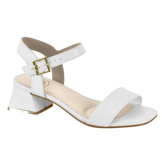 Sandália Infantil Molekinha Salto Quandrado Fivela Branco