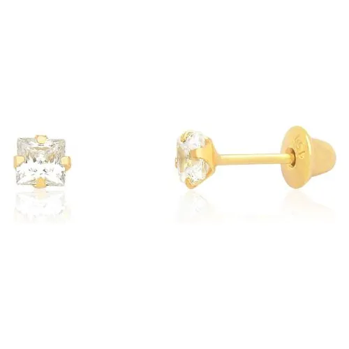 Brinco Infantil Em Ouro Amarelo Com Zirconia Monte Carlo