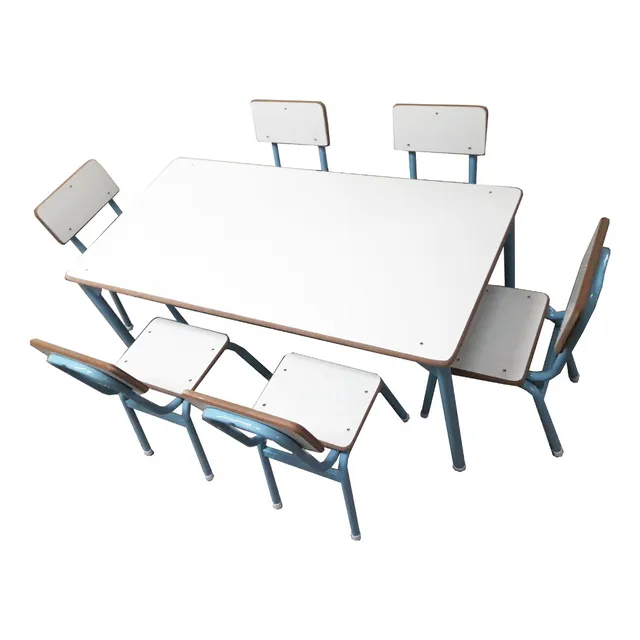 Mesa De Jardín De Infantes Con Seis Sillitas Escuela Colegio