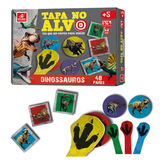 Jogo De Agilidade Tapa No Alvo Tema Dinossauros C/ Objetos