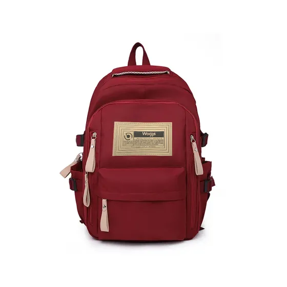 Mochila Urbana Reforzada Escolar Waggs 20 Litros Impermeable Porta Notebook Con 6 Bolsillos Rojo