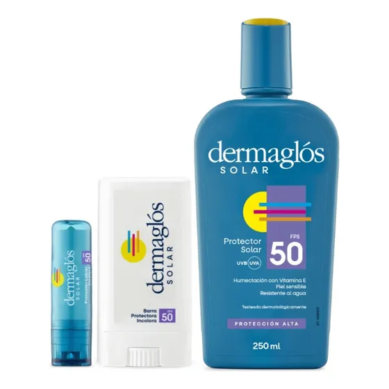 Kit Protector Solar Dermaglós Barra + Labial + Emulsión