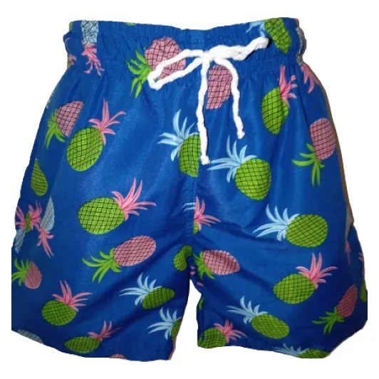 Short De Tela Playero Estampado De Piñas Para Niños