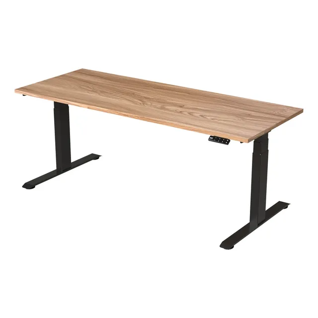 Escritorio Premium De Altura Ajustable Eléctrico Randu 190x75cm 25mm Mad Clara Con Negro Estable Y Resistente