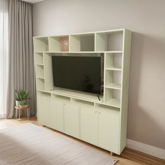 Divisor De Ambiente Con Espacio Para Tv Y Espacio De Guardad