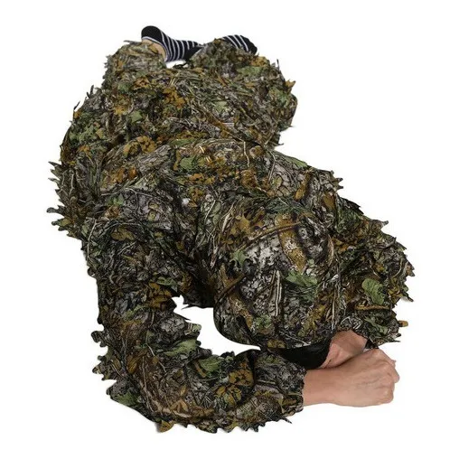 1 Juego De Ropa De Caza 3d Hoja Abrigo Pantalones Camuflag.