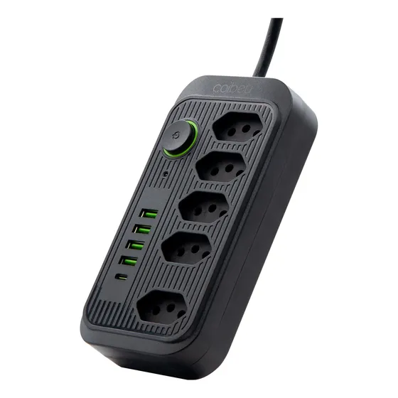 Extensão 5 Tomadas E 4 Usb 1 Pd Led Bivolt Power 110v/220v
