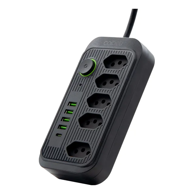 Extensão 5 Tomadas E 4 Usb 1 Pd Led Bivolt Power 110v/220v