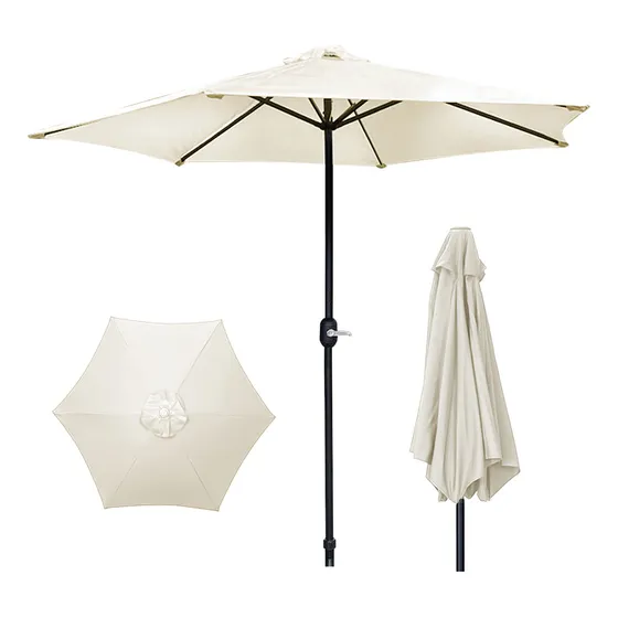 Sombrilla grande para Jardin Reforzada 2.70 m Acero Premium con Manija Playa Filtro Uv IMBACK Color Blanco