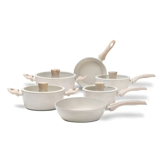 Jogo De Panelas Brinox Ceramic Life Sirius 4814/101 6 Pç Vanilla