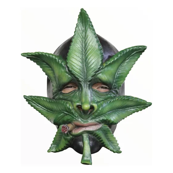 Máscara Weed Marihuana Hierba Cannabis Divertida Humor Color Verde