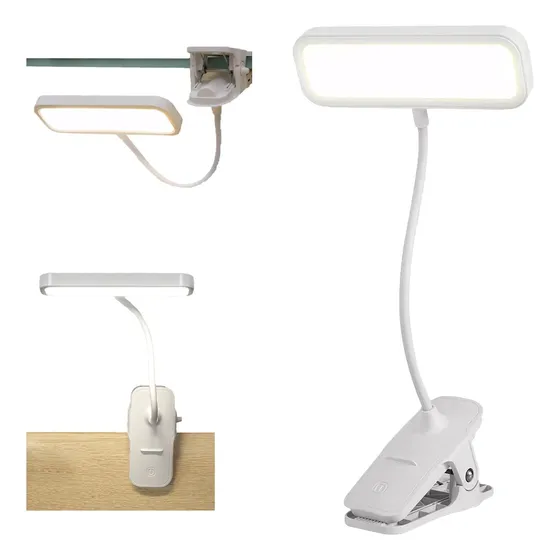 Lámpara De Escritorio Led Recargable Con Pinza Que Gira 360°