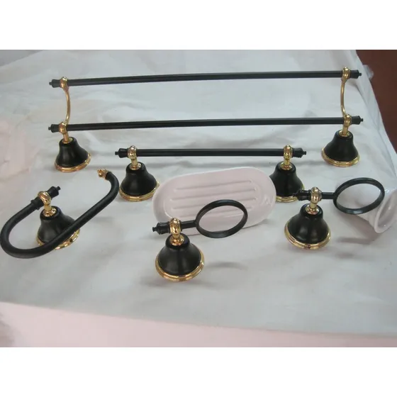 Accesorios P/baño Negro-oro : 5 Piezas