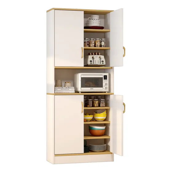 Mueble De Cocina De Pata Estante Con Vidrio 60x30x183cm Color Blanco