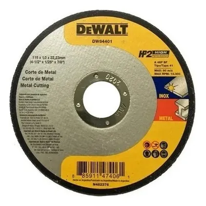 Disco De Corte 1,6mm 4-1/2 115mm Hierro/inox Dw84402 Dewalt