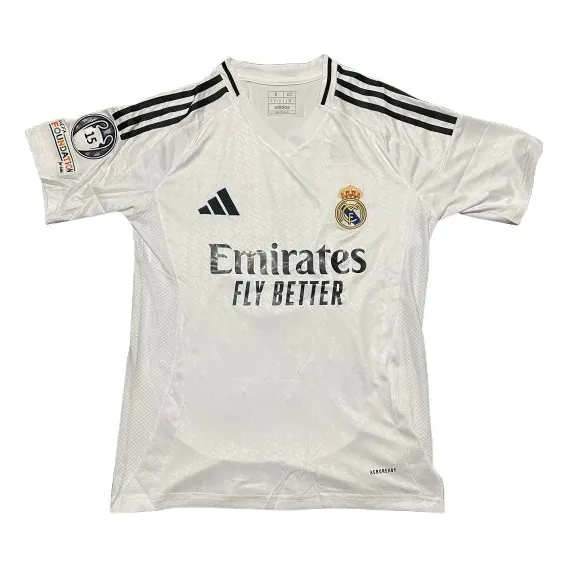 Camisa Real Madrid, Parche Uefa, Dorsal Bellingham 24/25
