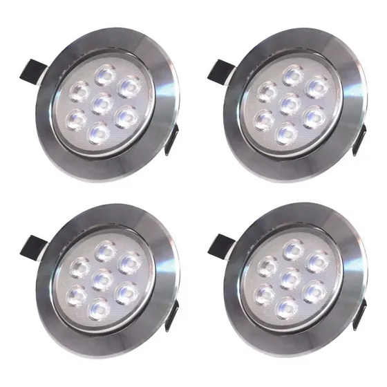 Empotrado Plafon Led 7w Spot Dirigible Satinado Luz Blanca Estructura Plateado