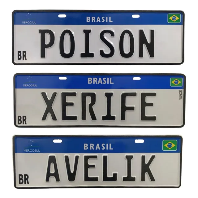 Placa De Carro Padrão Mercosul De Alumínio Em Alto Relevo