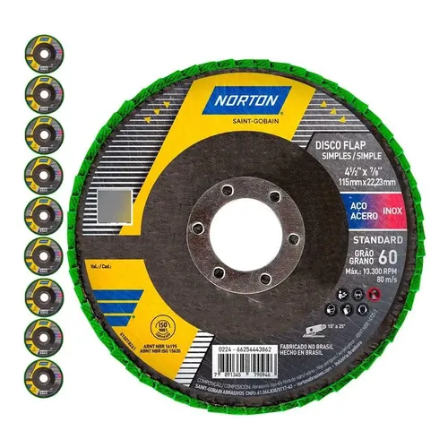 Discode Desbaste Norton R244 Standard 115mm Grão 60 Cor Verde 8