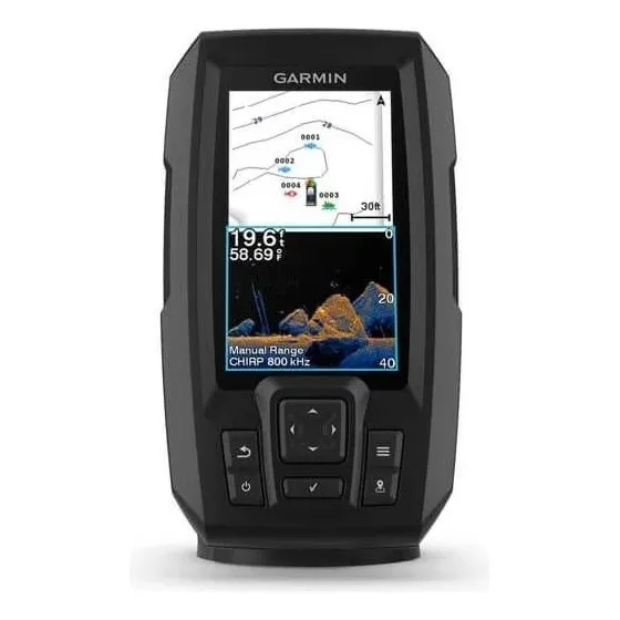Gps Sonar Garmin Striker Vivid 4cv + Transducer Náutico Cor Preto