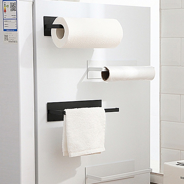 Suporte Papel Toalha Aço Multiuso Parede Com Adesivo Cozinha Cor Preto Suporte Papel Toalha Aço Multiuso Parede Com Adesivo Cozinha Cor Preto