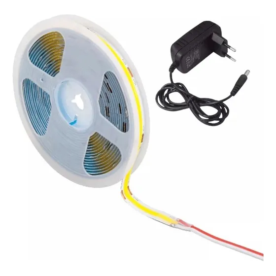 Fita Led Cob 5 Metros Branco Frio Alto Brilho Com Fonte