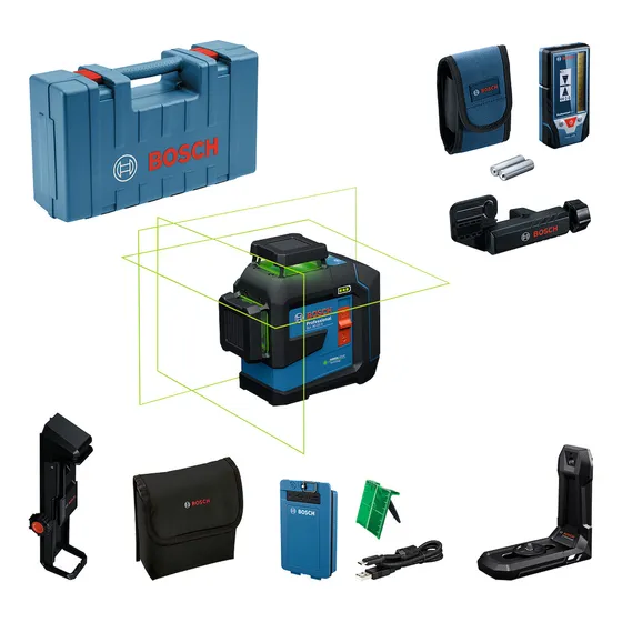 Nível A Laser Bosch Gll 80-33 G Li + Lr7 + Maleta E Bateria Laser Verde 360°