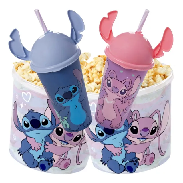 Potes De Pipoca Angel E Stitch Com Copos Orelhas Grandes
