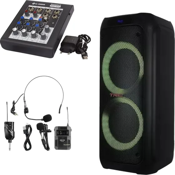 Kit Caixa Amplificada 2x8 Pol Bt 1000wrms + Na402 + Dx380h