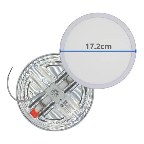 Lampara Luminaria Luz 18w 175mm Diametro Megaluz S09w18ib Estructura Blanco