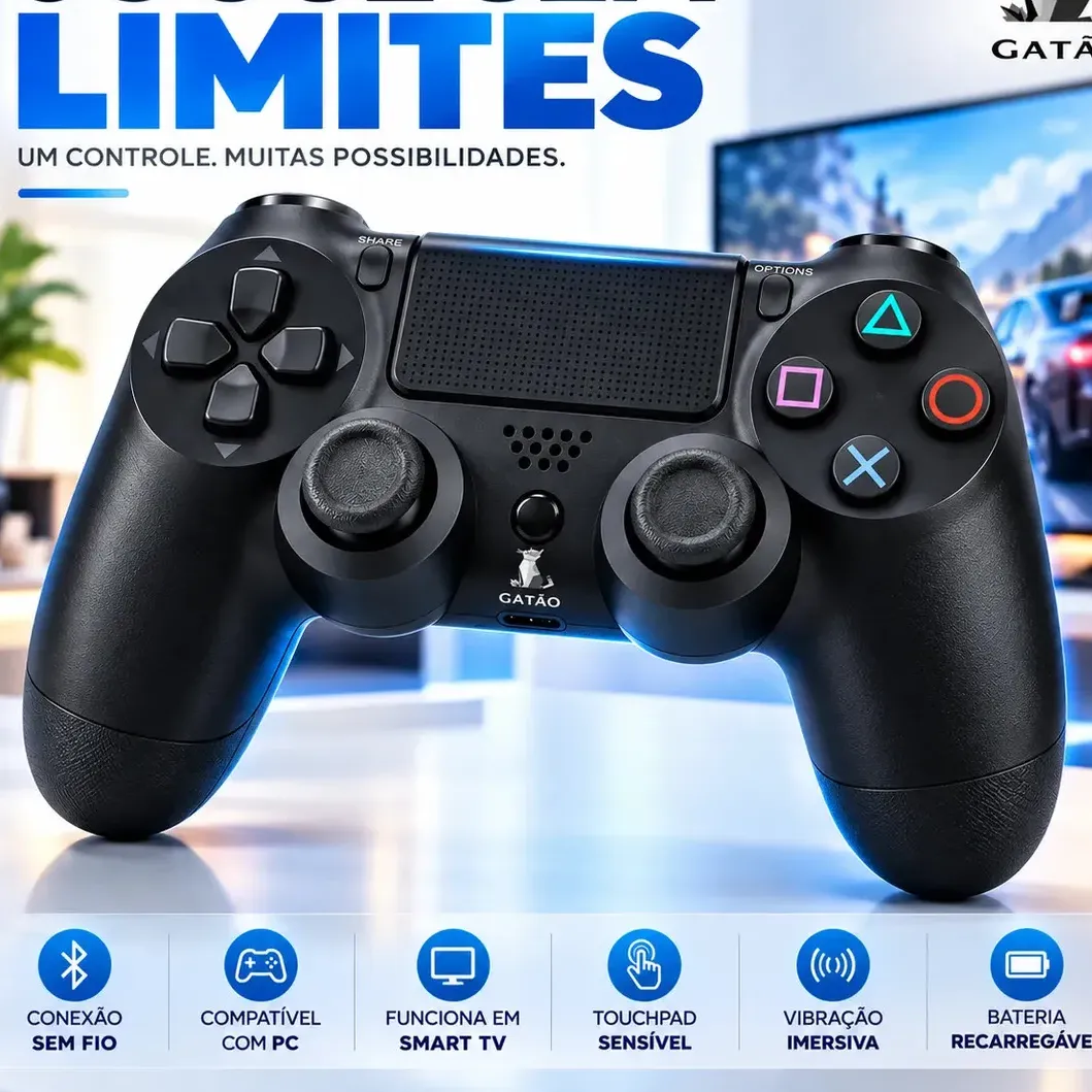 Controle Para Xbox 360 Com Fio USB e PC Preto Vibração Console Joystick Manete Gamer Gamepass Steam Windows Tv Pc Android Pc Controle Pc Gamer - Redfin — foto 5