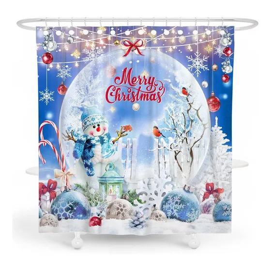 Desihom Cortina Ducha Diseño Muñeco Nieve Para Decoracion X