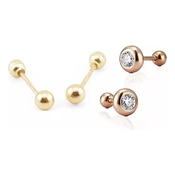 Aretes Broquel De Oro 10k Oferta Básicos Bebé Niña 2 Pares A