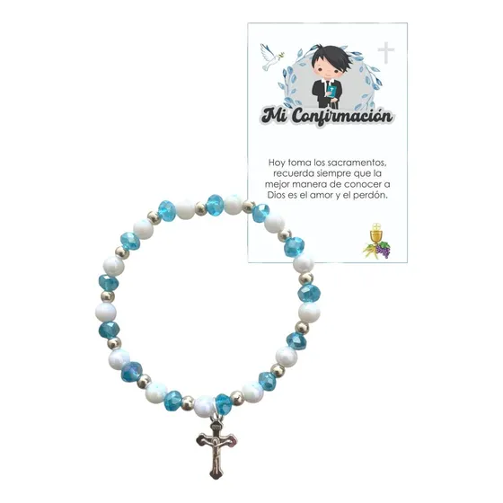 Paq. 10 Pulseras Cristal Recuerdos Confirmación Niño O Niña
