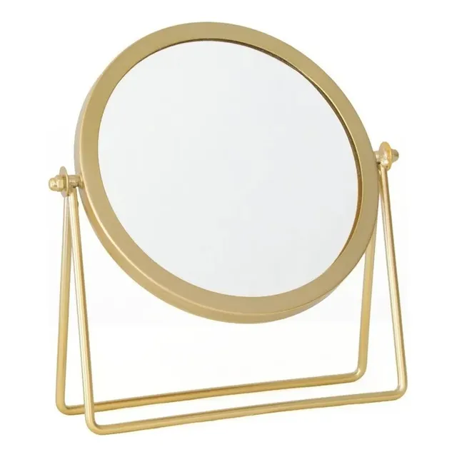 Espejo Tocador De Mesa Redondo Nórdico Dorado Decorativo