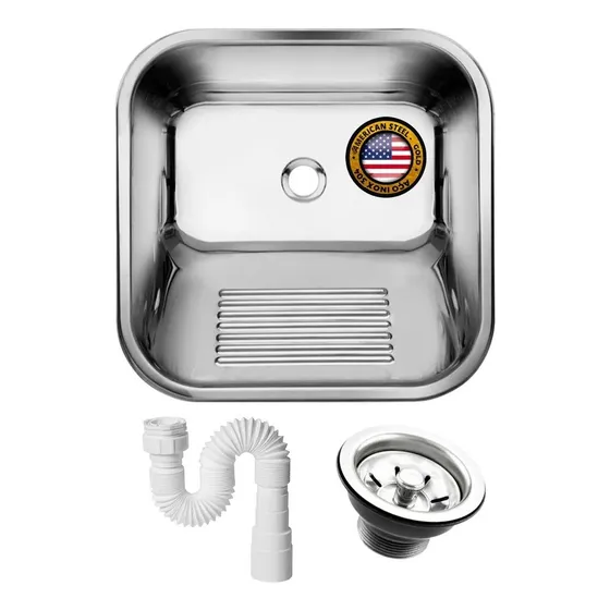 Tanque Lavanderia Inox 304 40x34x20 Sobrepor Embutir 18l