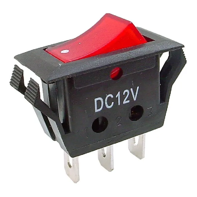 Switch C/luz On-off 12v 3pin 4clips Rojo X 10pzs