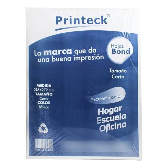 Paquete Papel Blanco Bond Carta 100 Hojas 99% Blancura 70 Gr