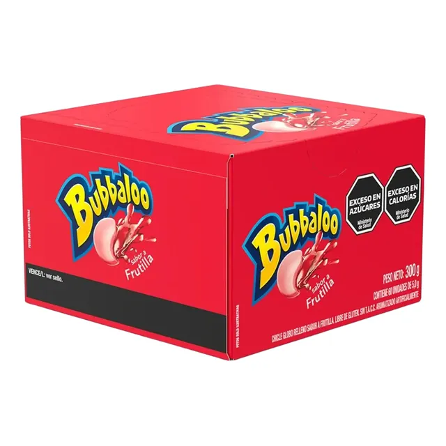 Chicle Bubbaloo Caja X60 Unidades Rellenos Golosina Frutales