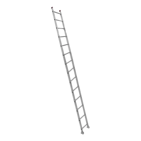 Escalera Recta De Aluminio De Canal Tipo3 14 Peldaños 4.27m Color Plateado