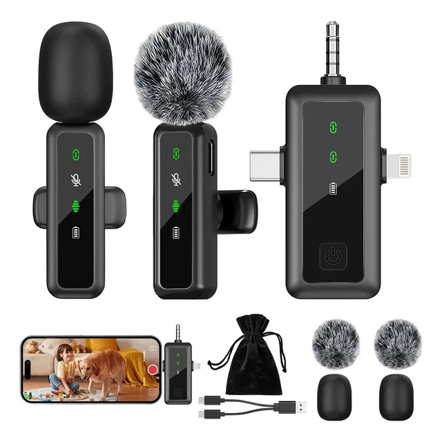 Micrófono Inalámbrico Lavalier 3 En 1 Para iPhone Android