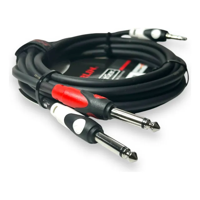 Cable Audio Plug 3,5 Stereo A 2 Plug 6,3 Mono 3mts
