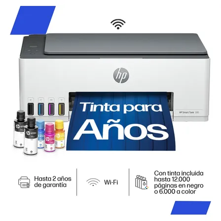 Impresora multifunción HP Smart Tank 580 Tinta Continua Wifi