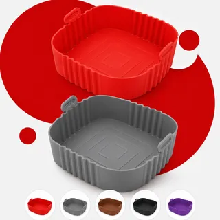 Kit 2 Formas Silicone Air Fryer Quadrada 20cm Com Alças