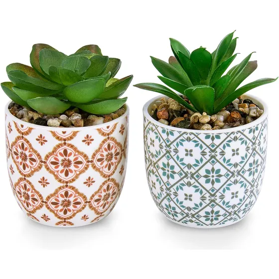 Plantas Artificiales Mini Flores Suculentas Maceta De C...