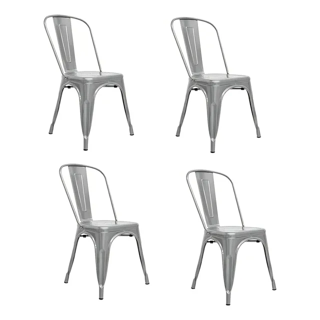 Set 4 Sillas Tolix Kitul Home Comedor Metálicas Vintage Industrial Gris