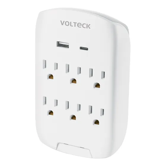 Multicontacto 800 Joules 6 Contactos y 2 Usb Volteck MUL-682U Color Blanco