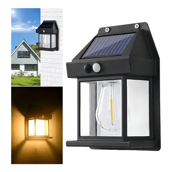 2 apliques solares de pared con lámpara de filamento LED