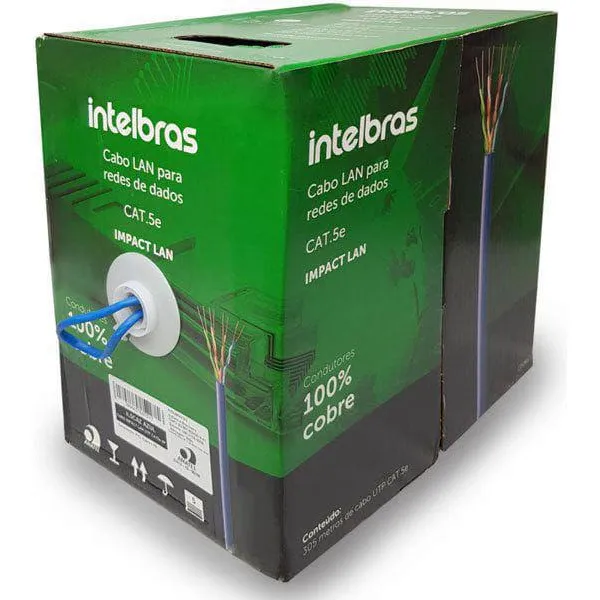 Cable Utp Cat 5e Interior Intelbras 100% Cobre Azul 305m